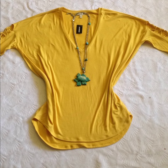 Express Tops - NWT Express Lattice Sleeve Top - L